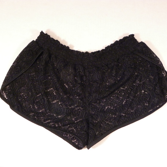 black swim cover up shorts